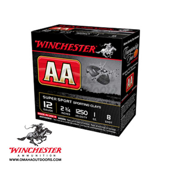 Winchester AA Super Sport Sporting Clays 12 Gauge 8 Shot 25 Rounds ...