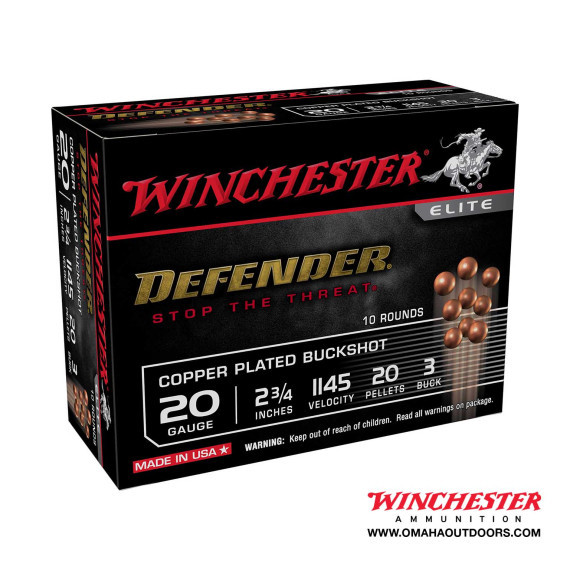 Winchester Defender 20 Gauge #3 Buckshot 10 Rounds - Omaha Outdoors