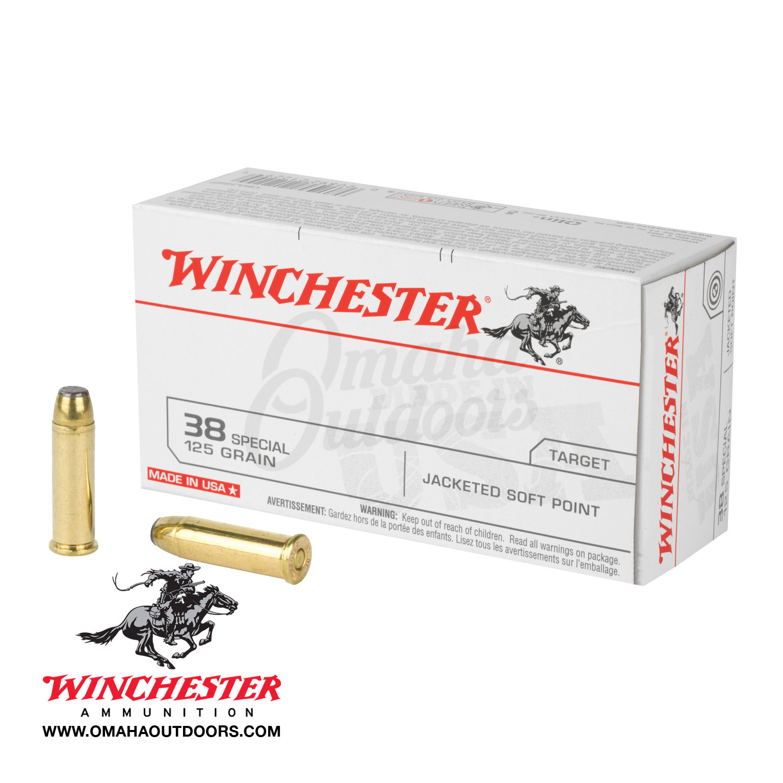 Winchester 38 Special 125 Grain JSP 50 Rounds - Omaha Outdoors