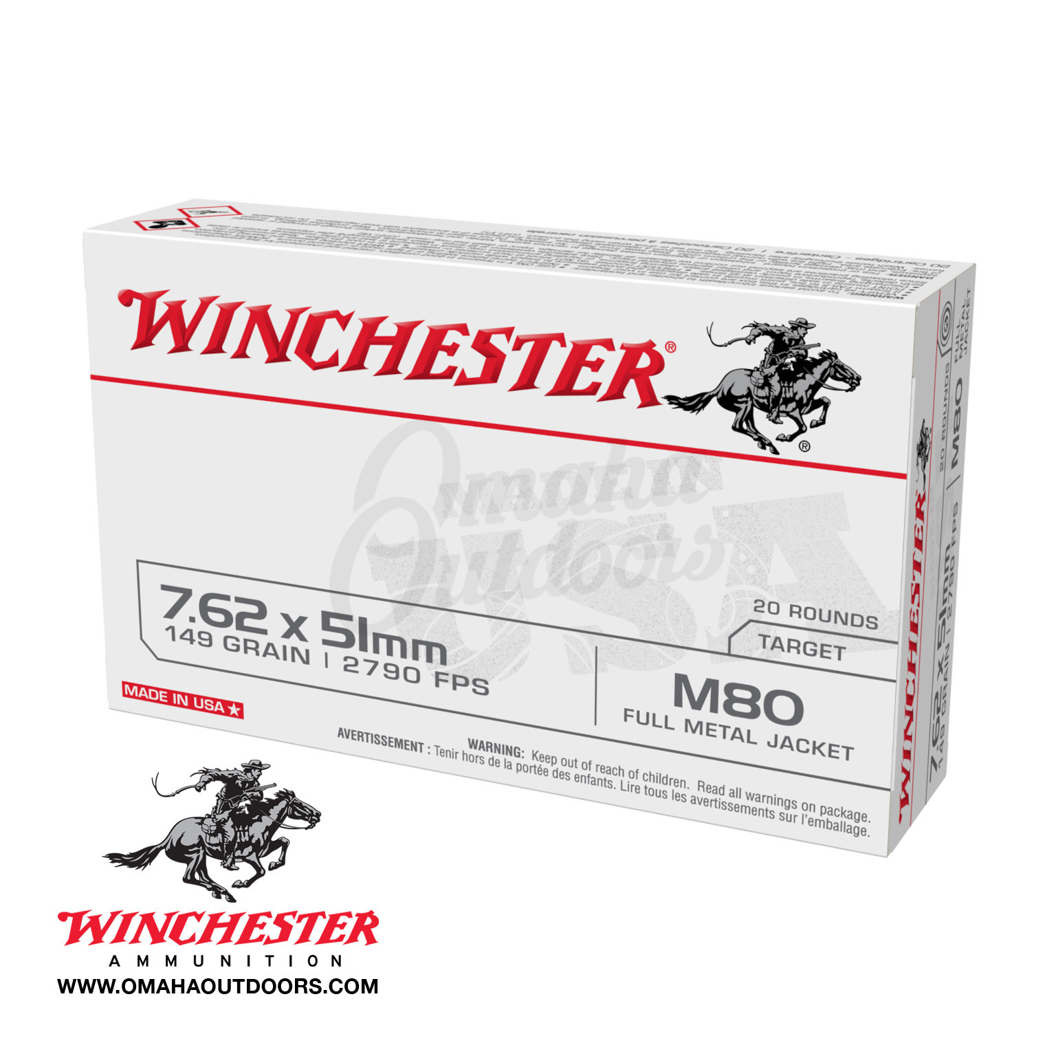Winchester m80 7 62x51 fmj 20 rounds