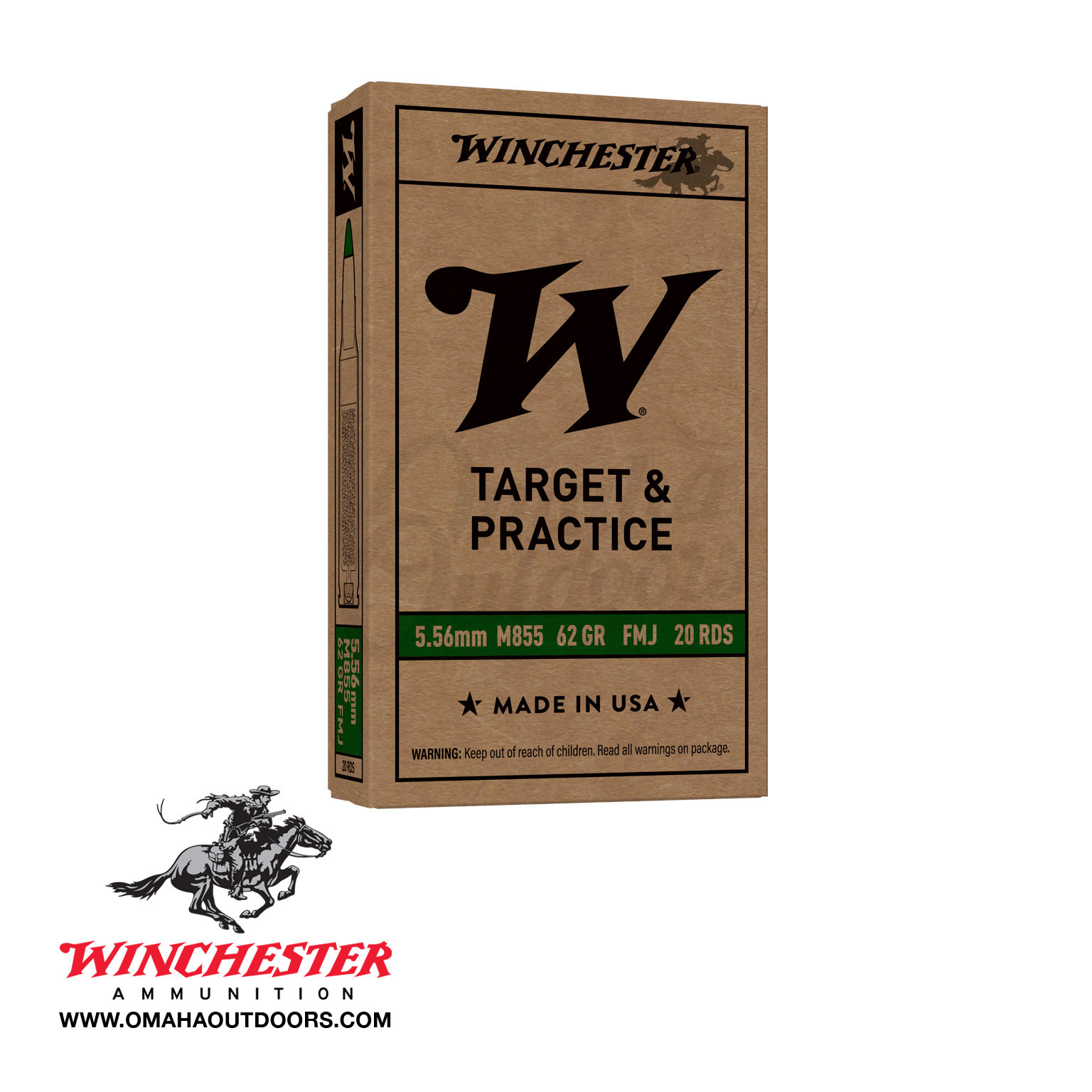 Winchester 5.56 M855 62 GR FMJ 20 Rounds - Omaha Outdoors