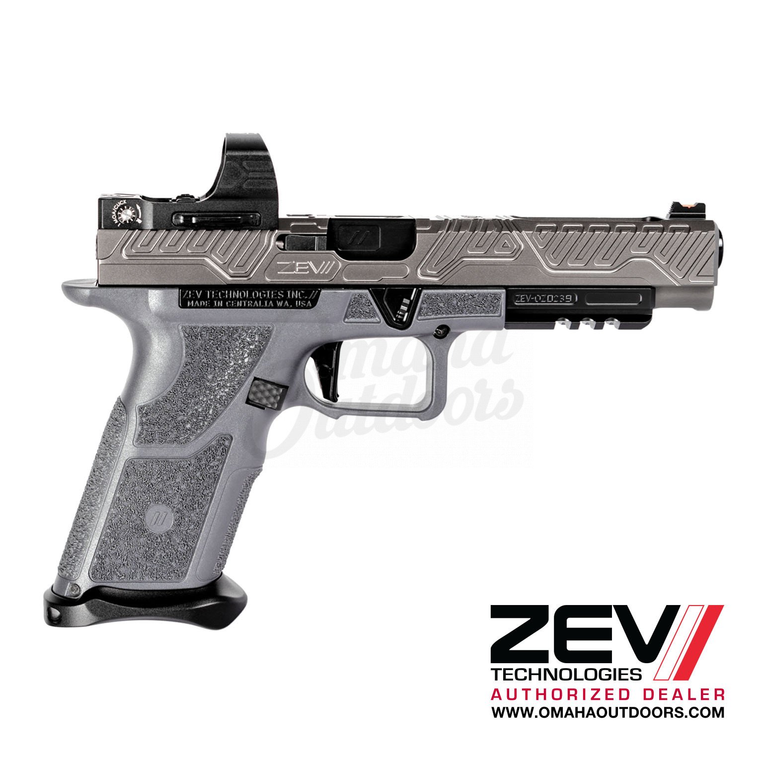 811338034267 ZEV Tech OZ9 Competition Gray Pistol 17 RD 9mm Carry 
